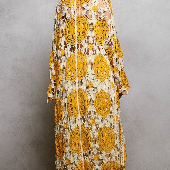 New POL Womens Multi Boho Crochet Knit One Size Open Front Duster Cardigan OS ! - Picture 6 of 13